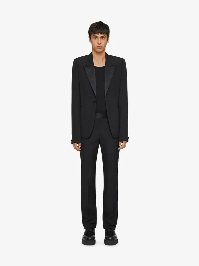 Givenchy Slim Fit Jacket In Wool With Satin Collar Black Men Coats and Jackets