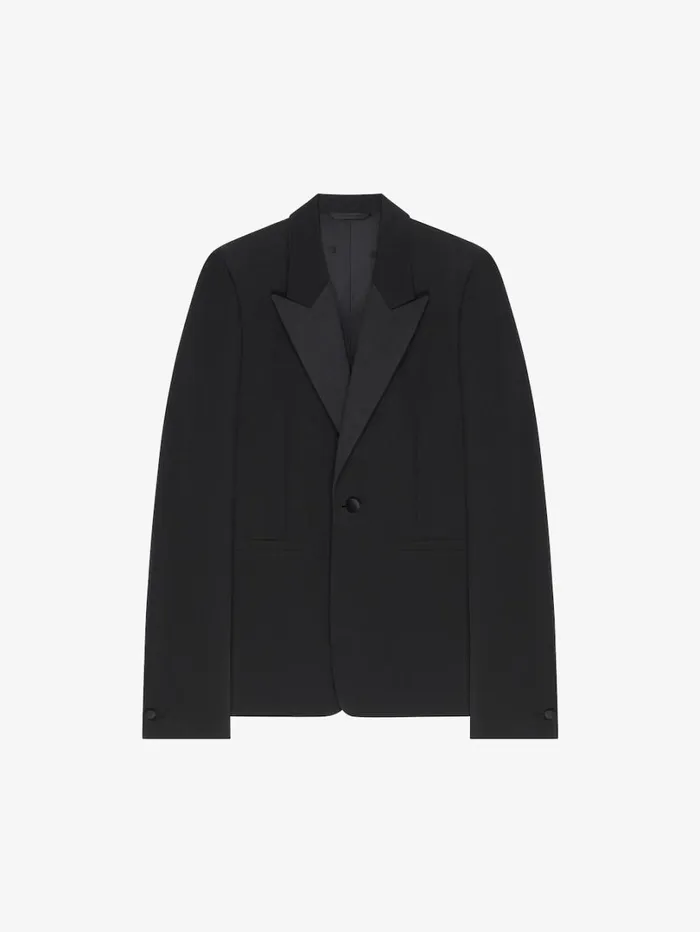 Givenchy Slim Fit Jacket In Wool With Satin Collar Black Men Coats and Jackets