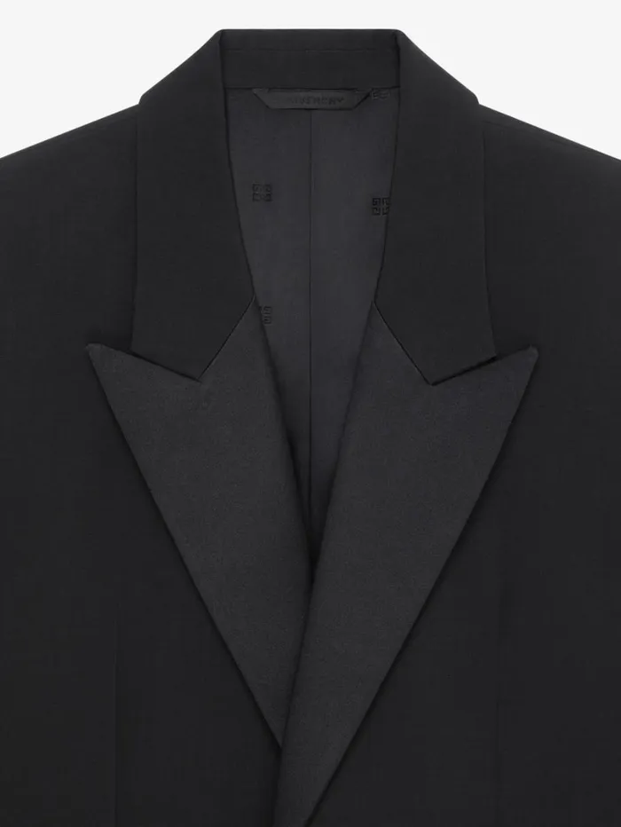 Givenchy Slim Fit Jacket In Wool With Satin Collar Black Men Coats and Jackets