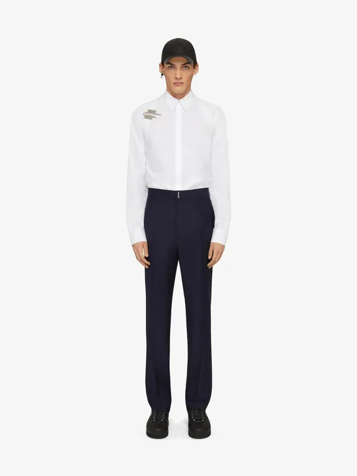 Givenchy Slimfit Pants In Technical Wool Navy Men Pants and Shorts