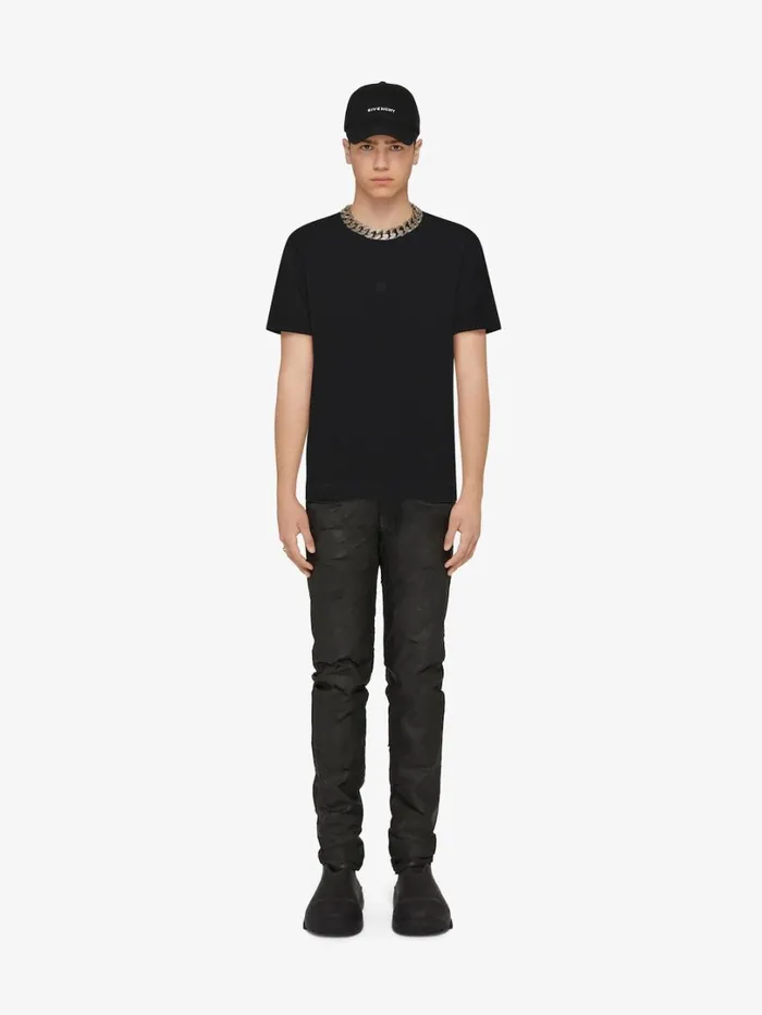 Givenchy Slim Fit Tshirt In Cotton With 4G Embroidery Black Men TShirts