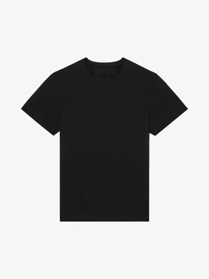 Givenchy Slim Fit Tshirt In Cotton With 4G Embroidery Black Men TShirts
