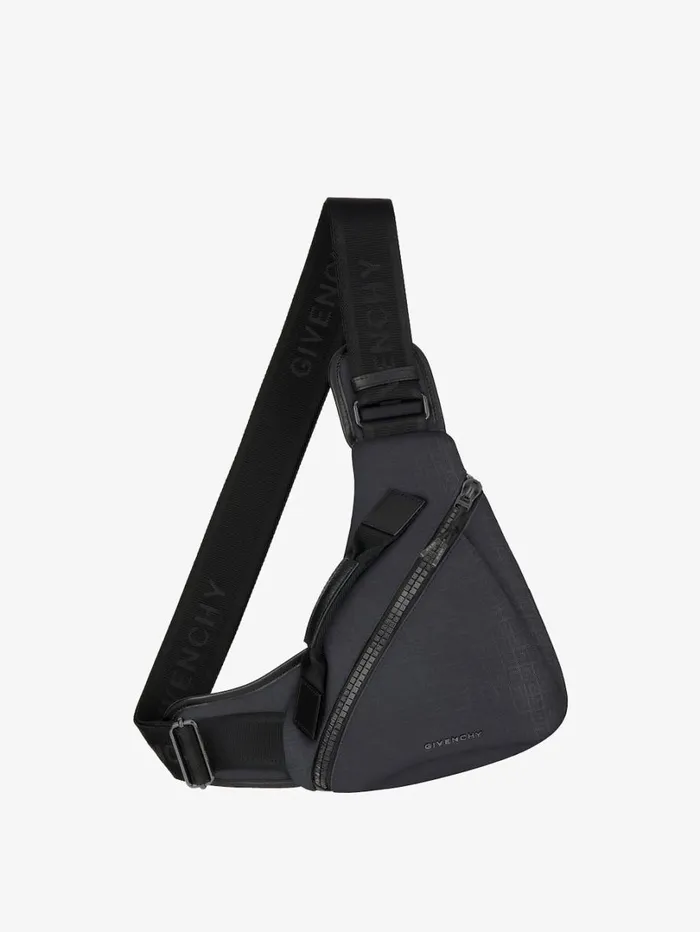 Givenchy Small GZip Triangle Bag In 4G Nylon Black Men Crossbody Bags
