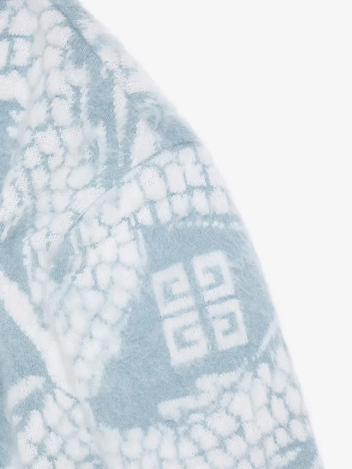 Givenchy Sweater In Mohair With Dragon Jacquard Bluewhite Women Knitwear Givenchy Sweater In Mohair With Dragon Jacquard Bluewhite Women Knitwear