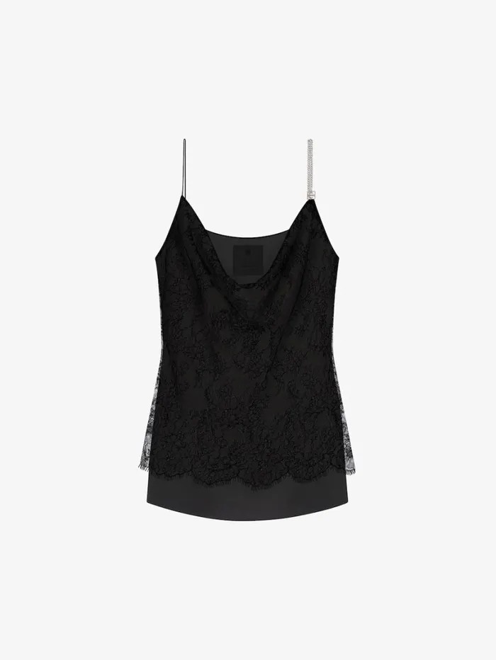 Givenchy Top In Lace With Chain Detail Black Women Tops and Shirts