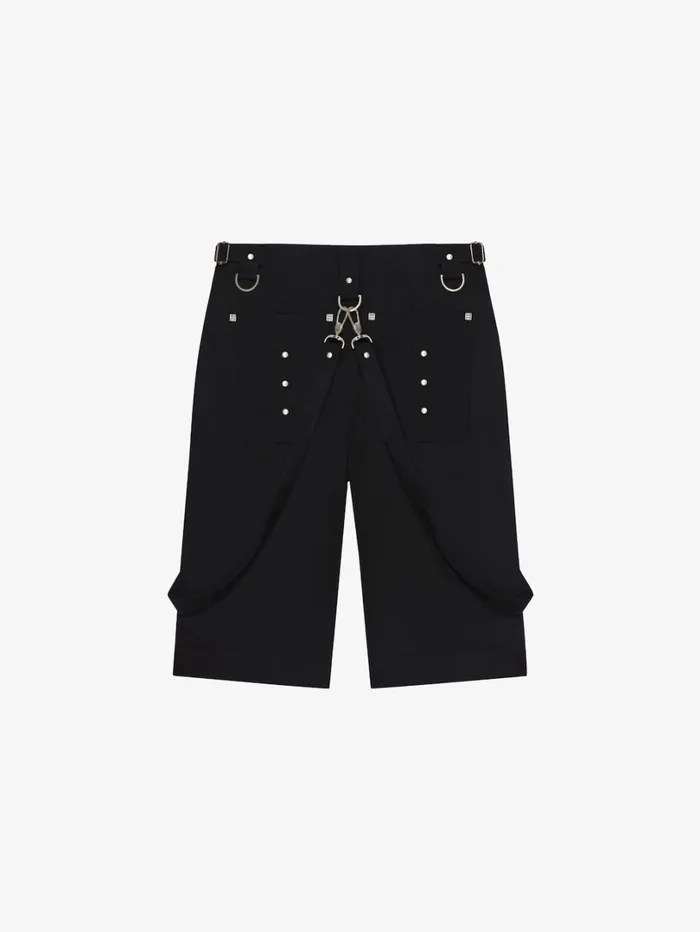 Givenchy Two In One Detachable Pants In Wool With Suspenders Black Men Pants and Shorts