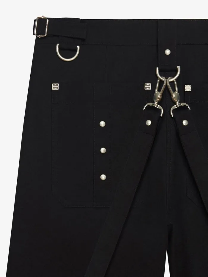 Givenchy Two In One Detachable Pants In Wool With Suspenders Black Men Pants and Shorts