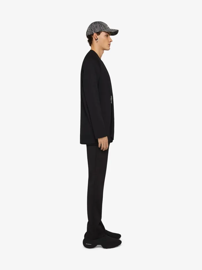 Givenchy ULock Cardigan In Wool And Silk Black Men Knitwear