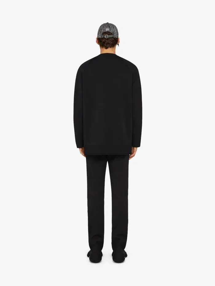 Givenchy ULock Cardigan In Wool And Silk Black Men Knitwear
