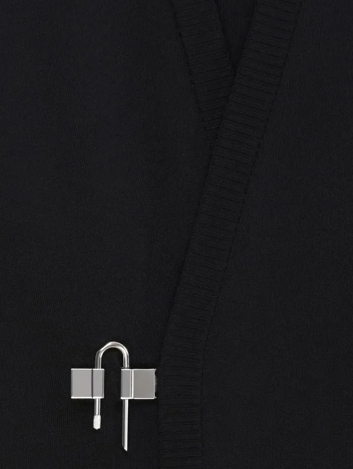 Givenchy ULock Cardigan In Wool And Silk Black Men Knitwear