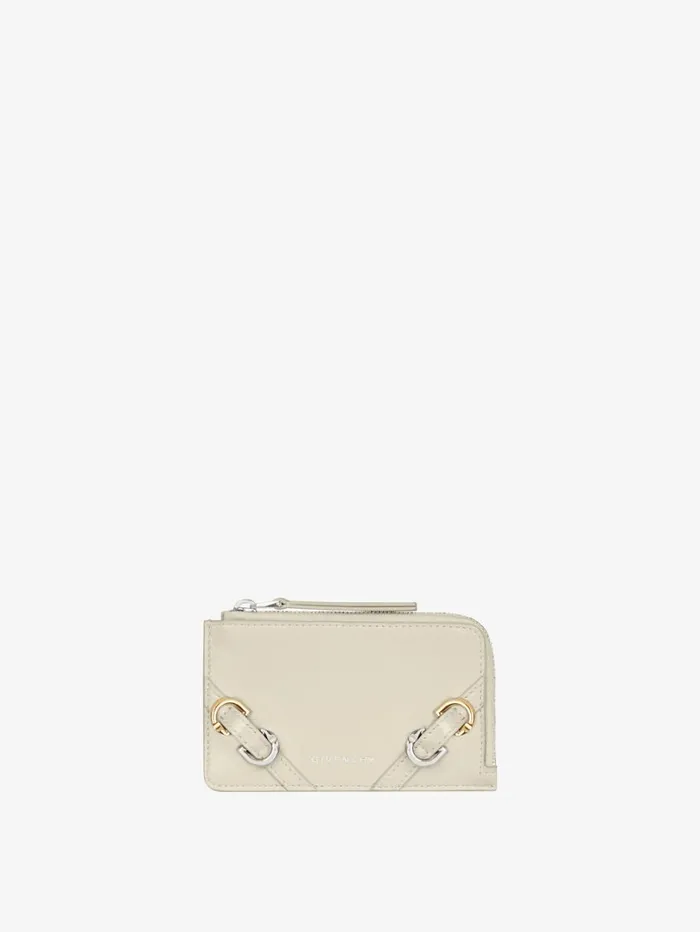 Givenchy Voyou Zipped Card Holder In Leather Natural Beige Women Wallets and Card Holders
