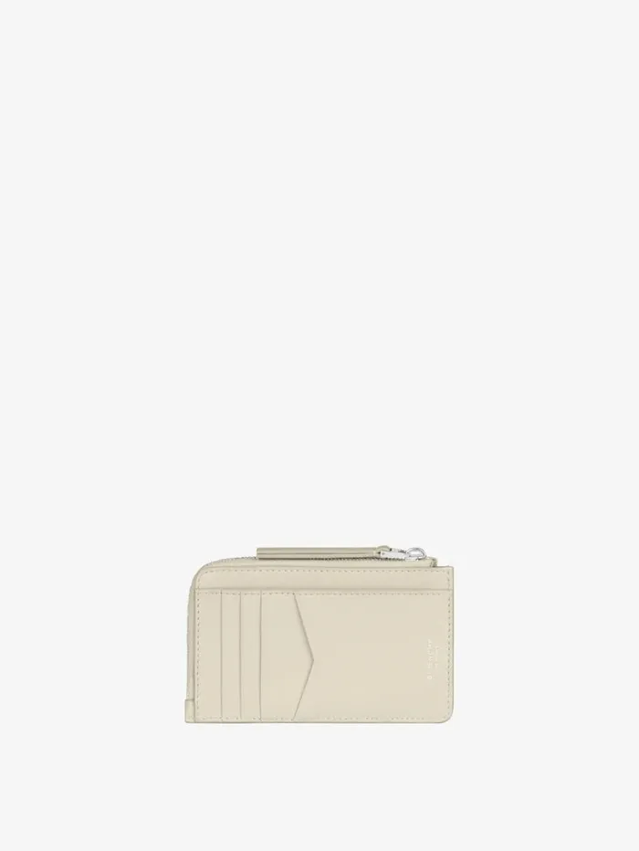 Givenchy Voyou Zipped Card Holder In Leather Natural Beige Women Wallets and Card Holders Givenchy Voyou Zipped Card Holder In Leather Natural Beige Women Wallets and Card Holders