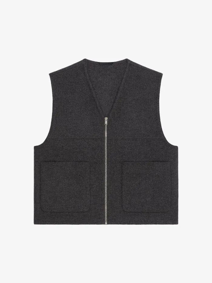 Givenchy Waistcoat In Double Face Wool And Cashmere Dark Grey Men Outerwear and Blousons