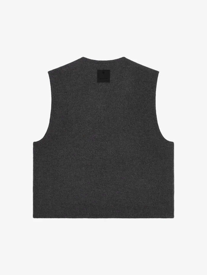 Givenchy Waistcoat In Double Face Wool And Cashmere Dark Grey Men Outerwear and Blousons