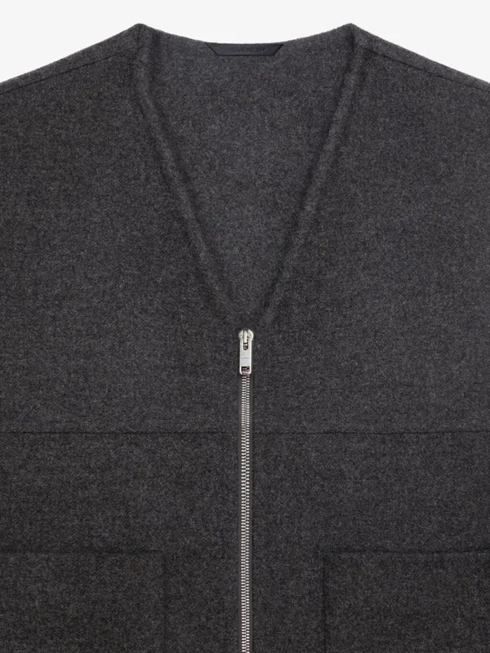 Givenchy Waistcoat In Double Face Wool And Cashmere Dark Grey Men Outerwear and Blousons
