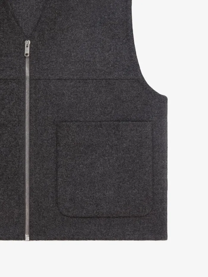 Givenchy Waistcoat In Double Face Wool And Cashmere Dark Grey Men Outerwear and Blousons