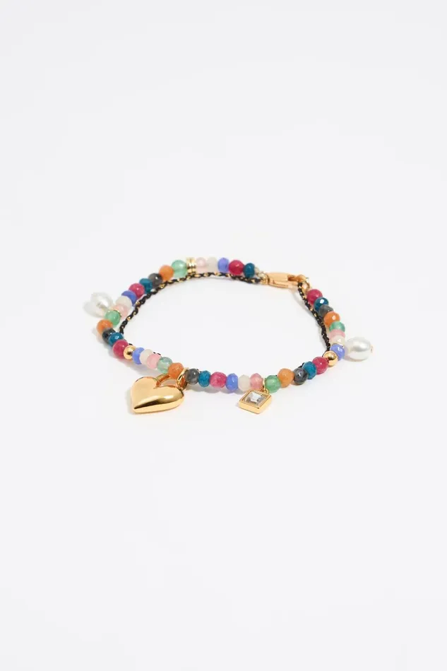 Heart And Multicolored Stones Bracelet Gold Women Bimba Y Lola Jewelry
