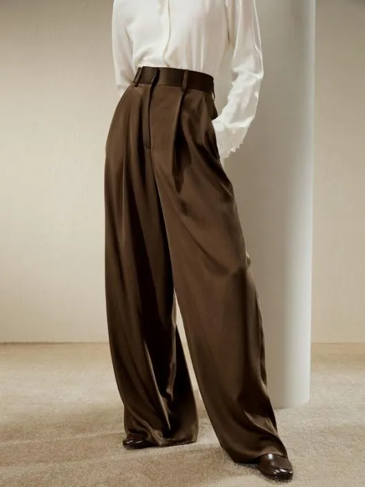 HighWaisted Wide Leg Dense Silk Pants Women Lilysilk Bottoms