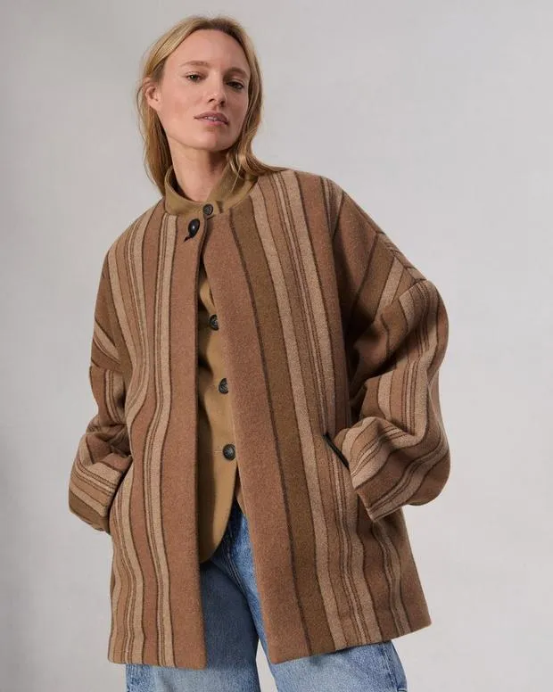 Jackets and Coats Women Rag and Bone Penny Stripe Coat Brown Stripe