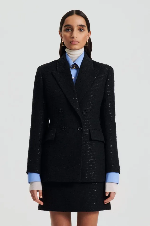 Jackets Women Scanlan Theodore TAILORED SEQUIN JACKET Black Jackets Women Scanlan Theodore TAILORED SEQUIN JACKET Black