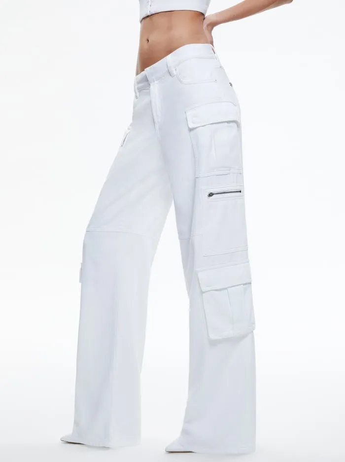 Jeans Women Alice Olivia Cay Cargo Jean White