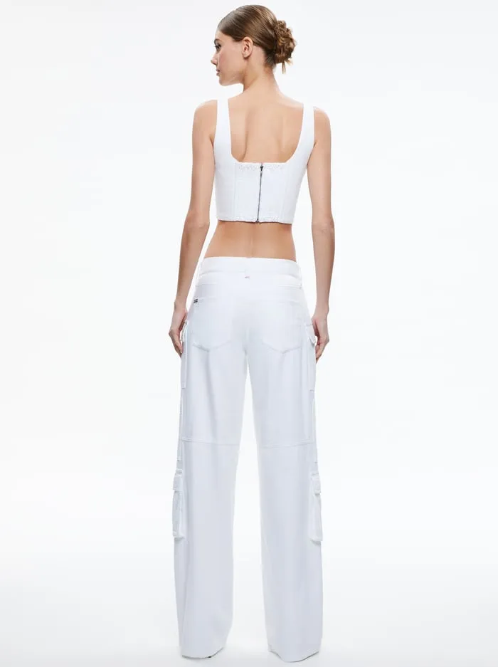 Jeans Women Alice Olivia Cay Cargo Jean White
