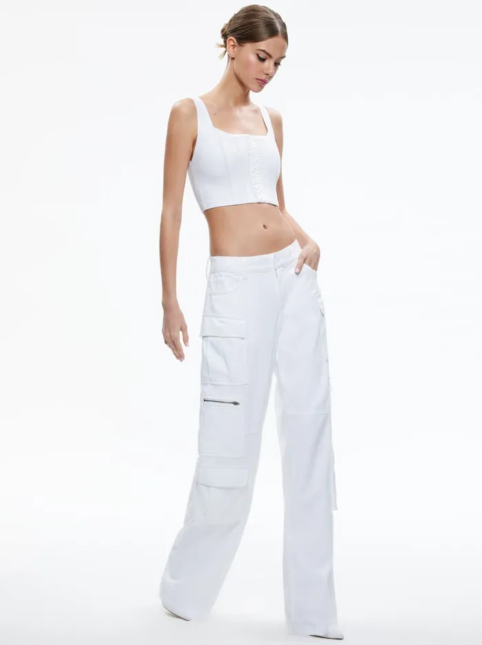 Jeans Women Alice Olivia Cay Cargo Jean White