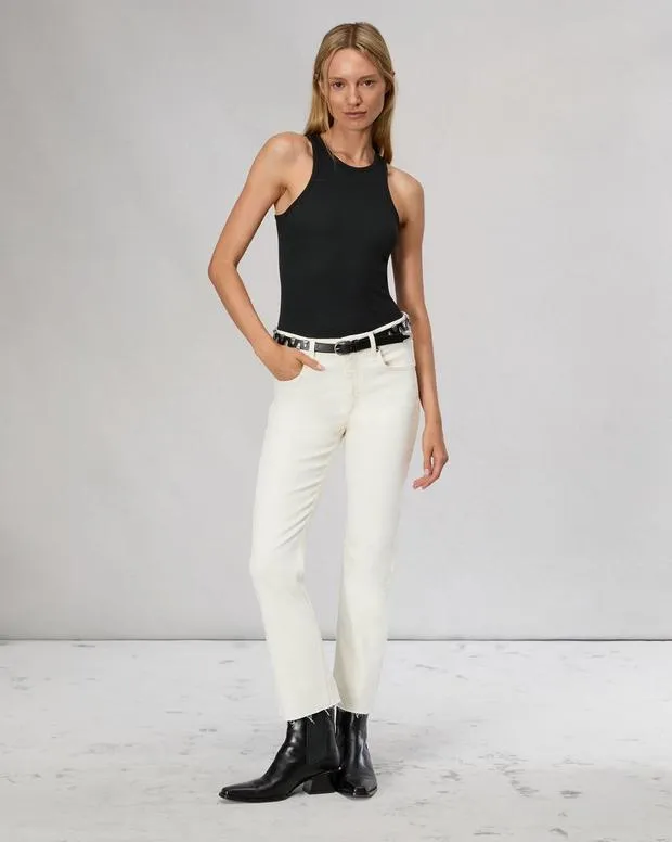 Jeans Women Rag and Bone Peyton Ankle Bootcut Jean High Stretch Denim Ecru