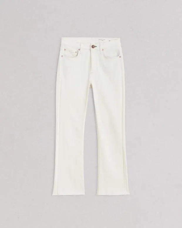 Jeans Women Rag and Bone Peyton Ankle Bootcut Jean High Stretch Denim Ecru
