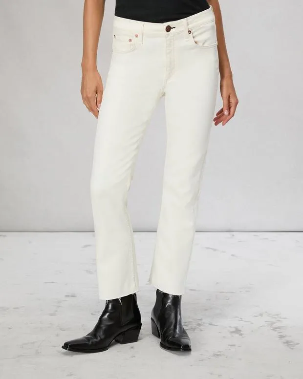 Jeans Women Rag and Bone Peyton Ankle Bootcut Jean High Stretch Denim Ecru
