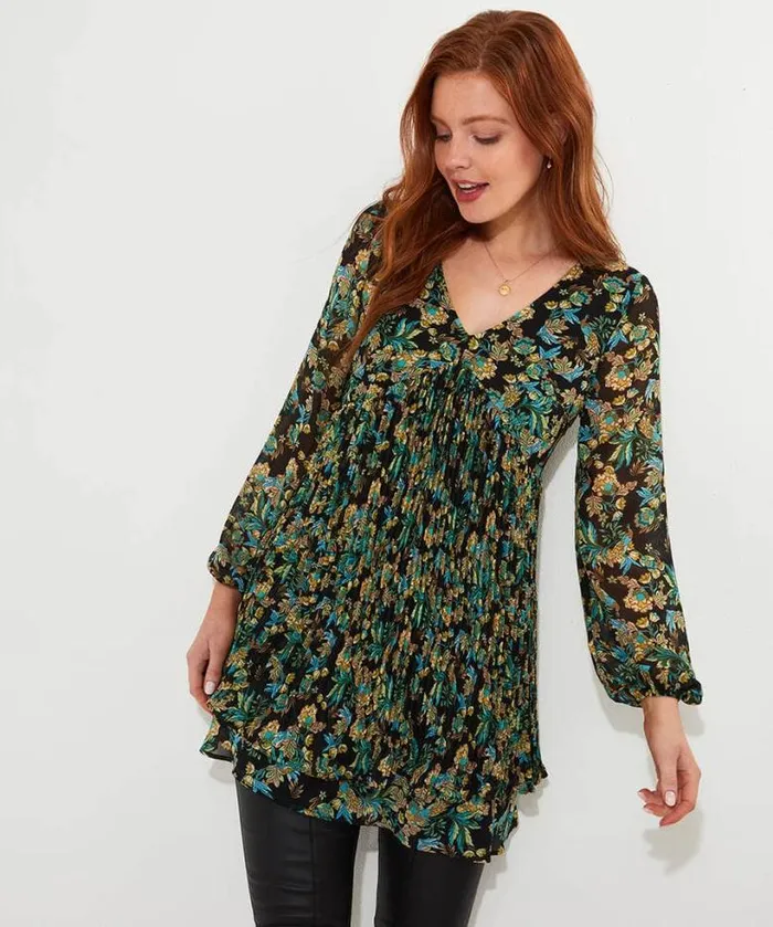 Joe Browns Tops Tunics and Blouses Women Beautifully Pleated Tunic Black