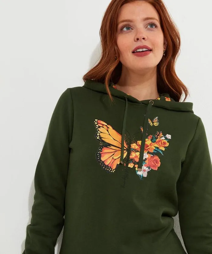 Joe Browns Tops Tunics and Blouses Women Woodland Wonder Hoodie Forest Green