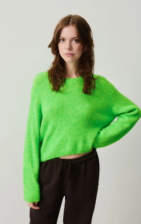 Jumper Cikoya Flashy Green Women American Vintage Jumpers and Cardigans