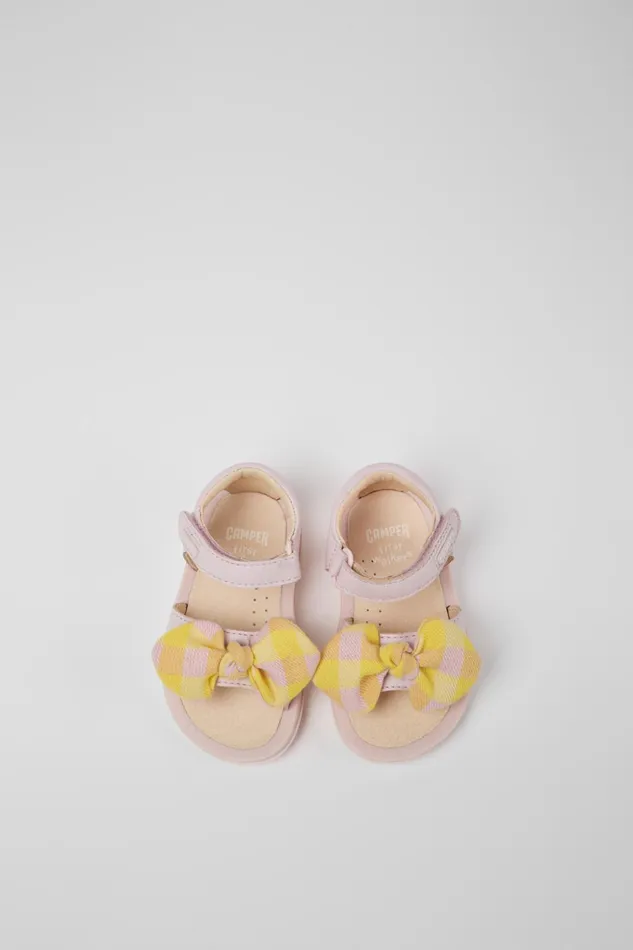 Kids Bicho Pink And Yellow Sandals For Kids Camper Hook And Loop Kids Bicho Pink And Yellow Sandals For Kids Camper Hook And Loop