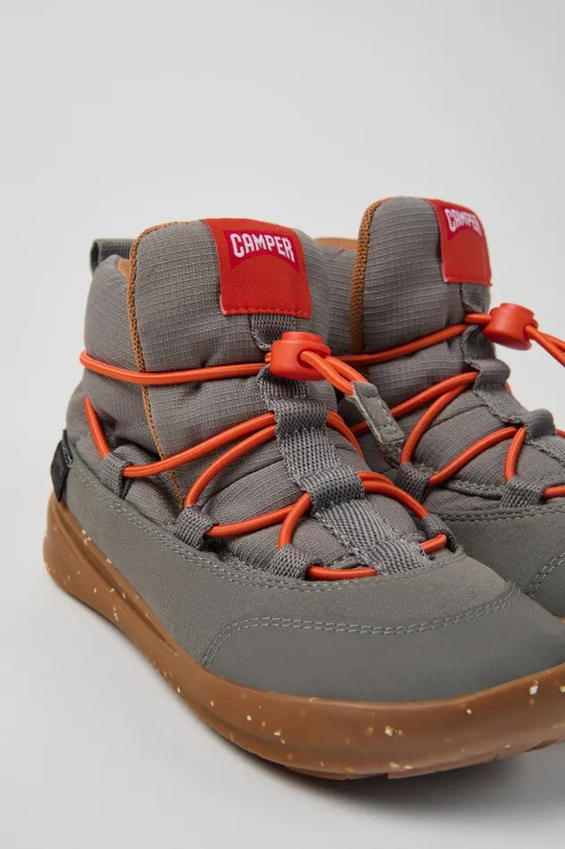 Kids Ergo Grey Textile Ankle Boots For Kids Camper Boots