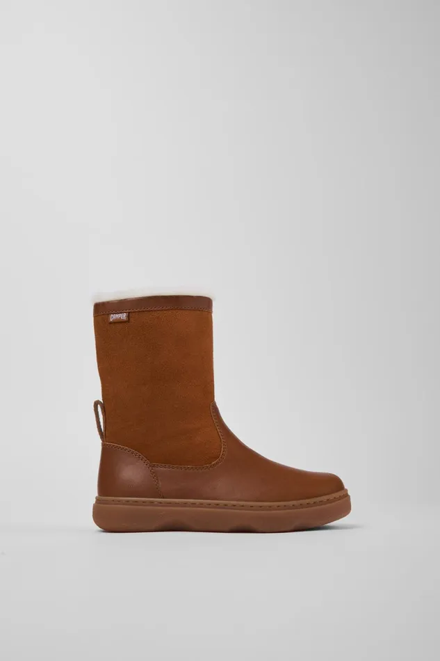 Kids Kiddo Brown Leather And Nubuck Boots For Kids Camper Boots Kids Kiddo Brown Leather And Nubuck Boots For Kids Camper Boots