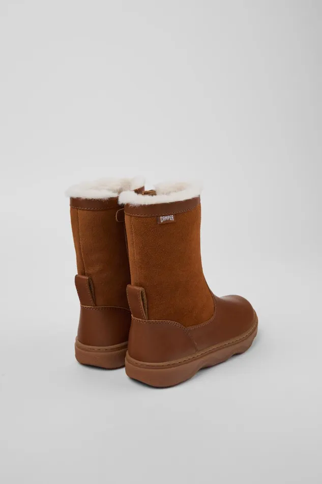 Kids Kiddo Brown Leather And Nubuck Boots For Kids Camper Boots Kids Kiddo Brown Leather And Nubuck Boots For Kids Camper Boots