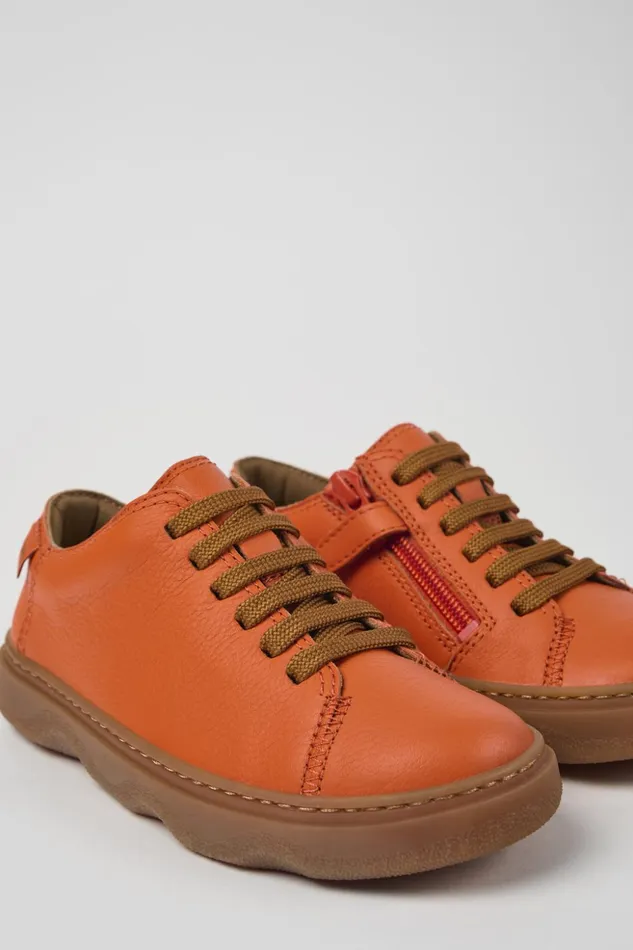 Kids Kiddo Orange Leather Shoes For Kids Camper Casual Shoes