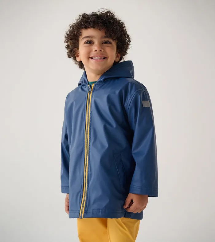 Kids Navy ZipUp Rain Jacket Hatley