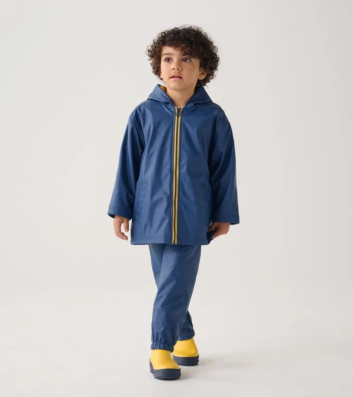 Kids Navy ZipUp Rain Jacket Hatley