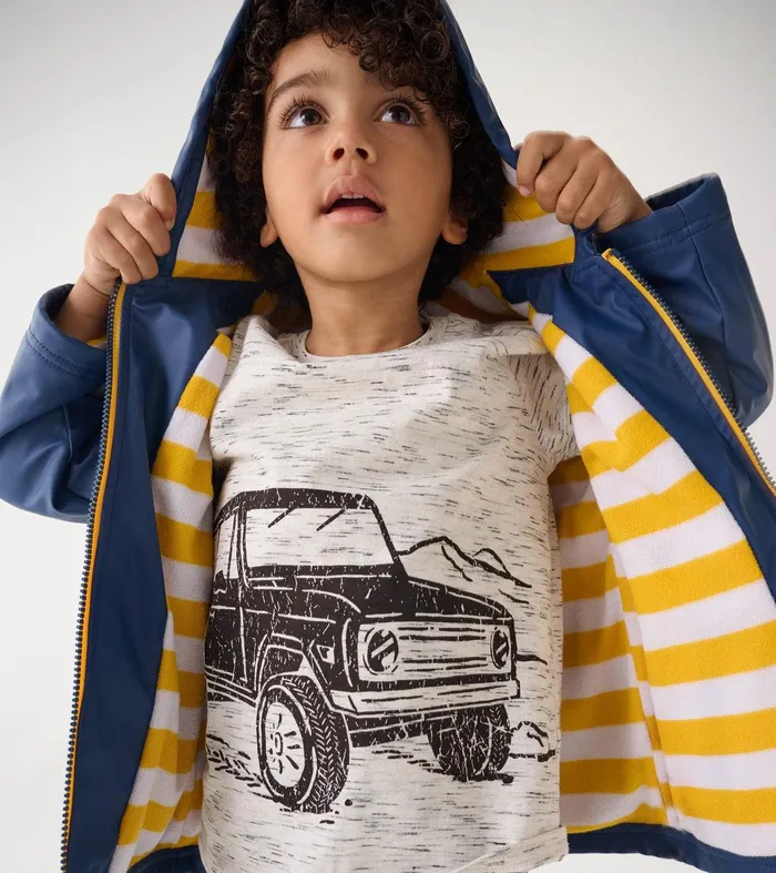 Kids Navy ZipUp Rain Jacket Hatley