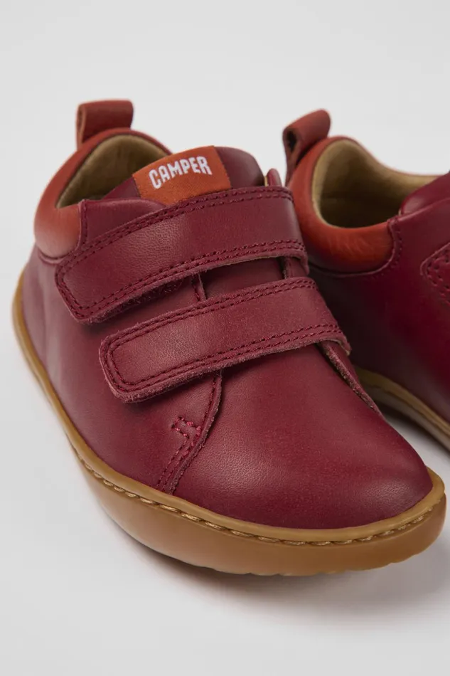 Kids Peu Burgundy Leather Shoes For Kids Camper Sneakers