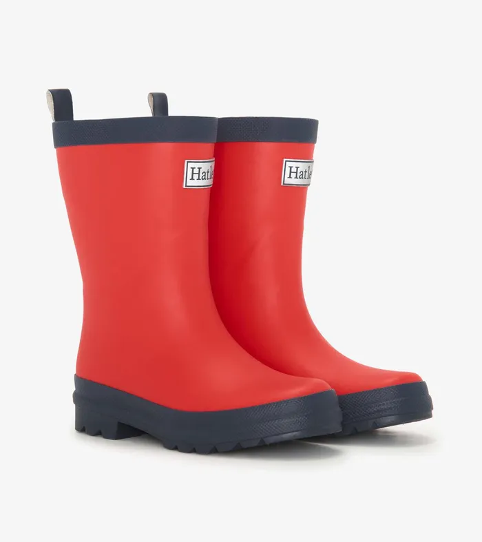 Kids Red and Navy Matte Rain Boots Hatley