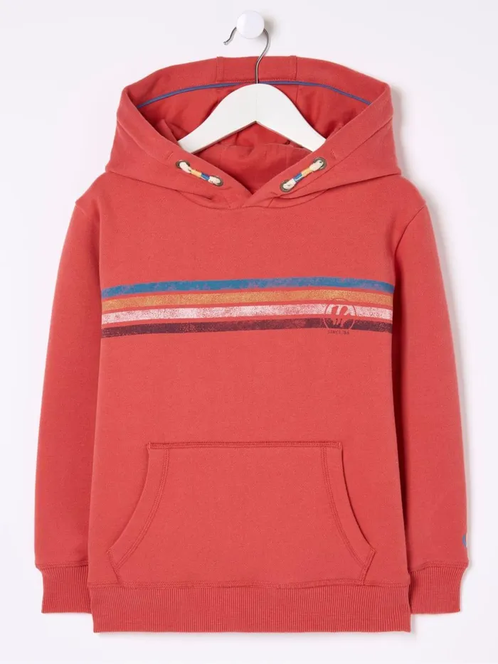 Kids Sweatshirts and Hoodies Fat Face Red Chest Stripe Popover Hoodie