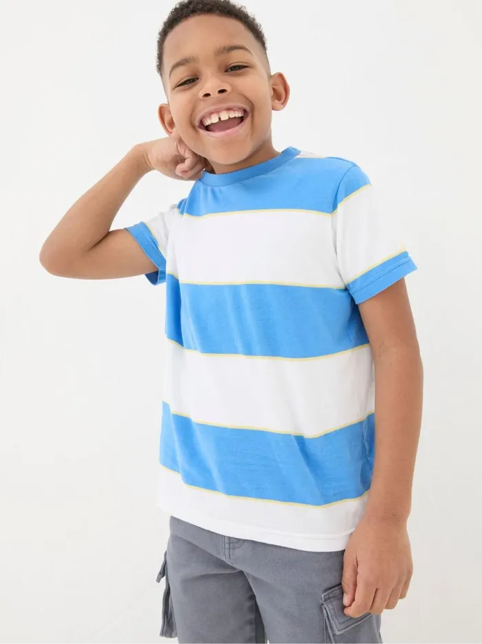 Kids TShirts and Polos Fat Face WhiteBlue 100 Cotton Short Sleeve TShirts 3 Pack