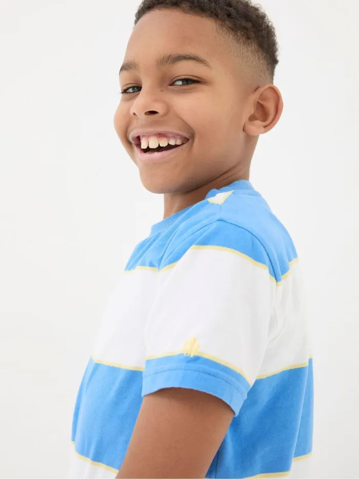 Kids TShirts and Polos Fat Face WhiteBlue 100 Cotton Short Sleeve TShirts 3 Pack
