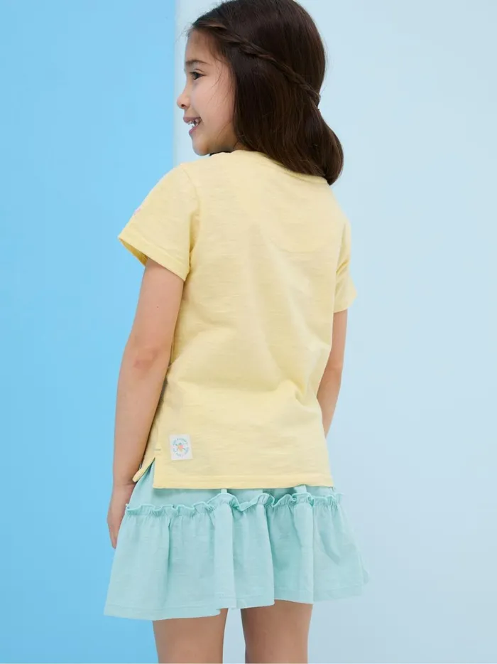 Kids Tops and TShirts Fat Face Judes Yellow Ice Cream TShirt