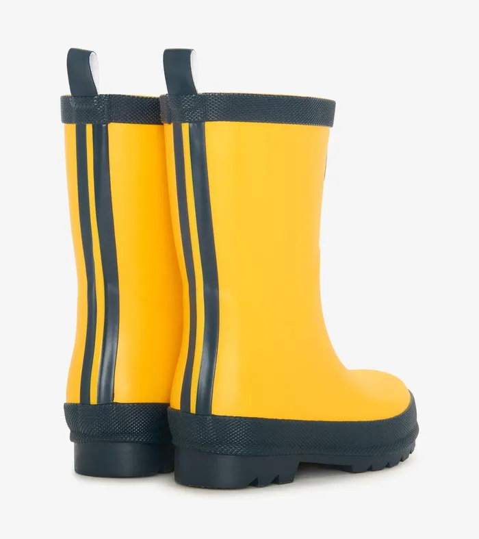 Kids Yellow and Navy Matte Rain Boots Hatley