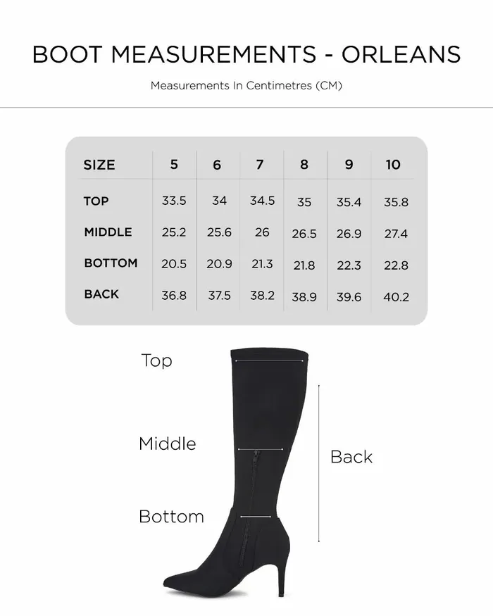Knee High Boots NOVO Shoes Women ORLEANS Black Smooth