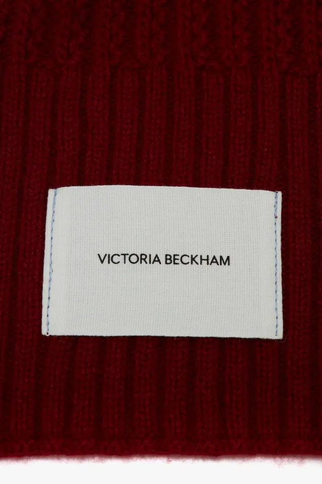 Knitwear Women Victoria Beckham Exclusive Logo Patch Scarf In Burgundy